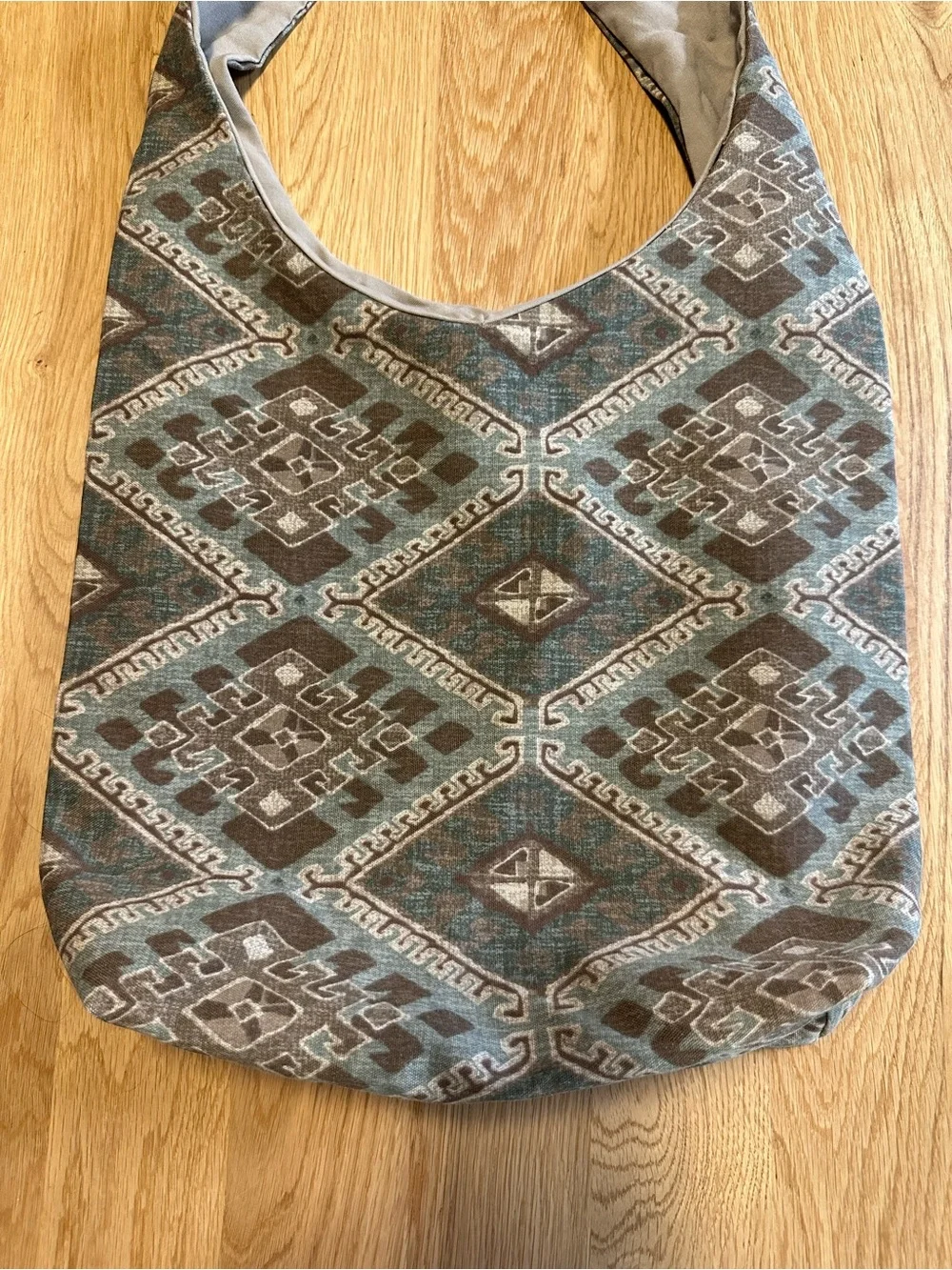 Boho Geometric Large Hobo Bag in Green and Brown